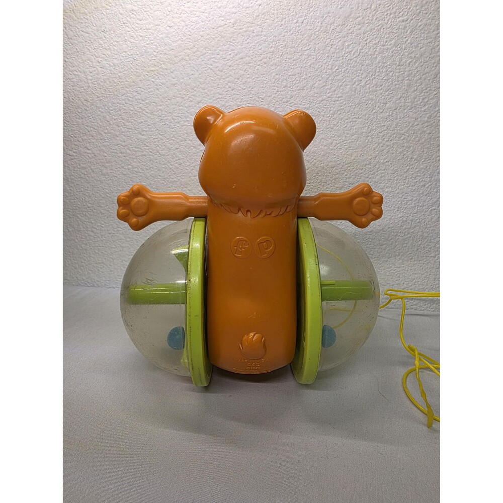 Vintage 1978 Fisher Price Pull Toy Bear, Rolling Activity Toy with Rattle Wheels - Picture 5 of 11